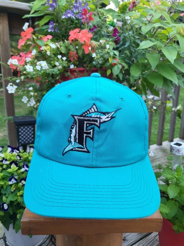 Vintage MLB Sports Baseball Florida Marlins Plain Logo Teal Vtg Hat Cap Snapback