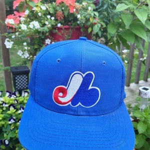 Vintage Rare Montreal Expos MLB Baseball Sports Blue Plain Logo Hat Cap Snapback