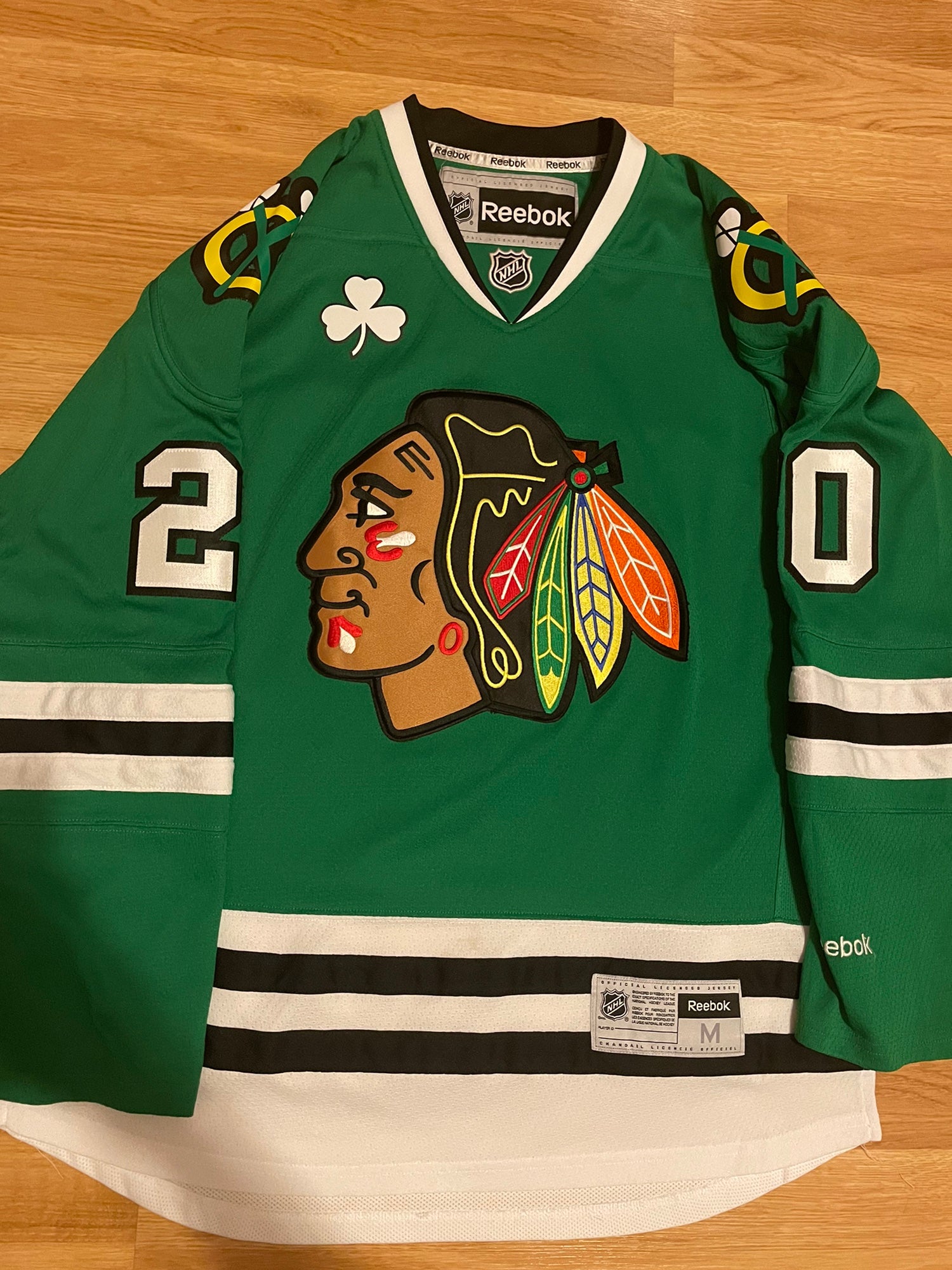 Reebok Brandon Saad Chicago Blackhawks St. Patrick's Day NHL Jersey Green M