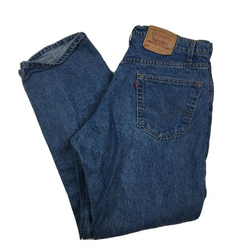 Vintage 90s Levi's 565 Wide Leg Denim Blue Jeans Medium Wash Loose Fit Sz 36x32