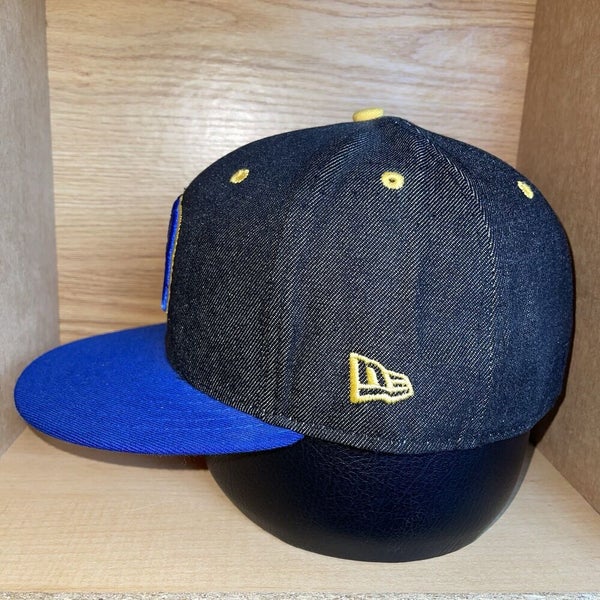New Era, Accessories, Exclusive New Era Milwaukee Brewers Denim Jean  Fitted Hat Cap Size 7 58 Rare