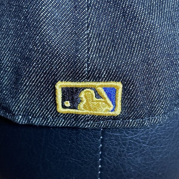 Exclusive New Era Milwaukee Brewers Denim Jean Fitted Hat Cap Size 7 5/8 Rare