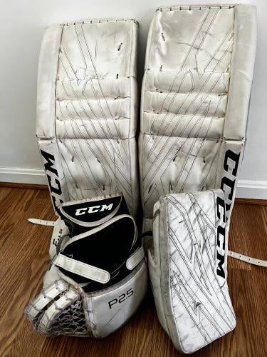 Used 28+1 CCM Extreme Flex E4.5 Goalie Leg Pads, Blocker and Glove