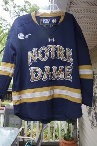 Blue Used Medium Under Armour Notre Dame Hockey Jersey