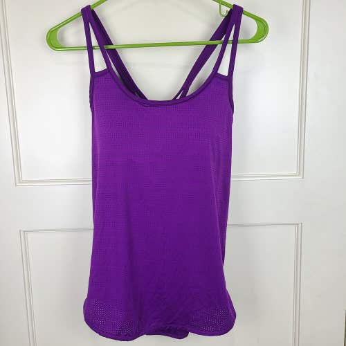 ATHLETA Full Force Tank Top Perforated Attached Bra Open Back Purple Size: S
