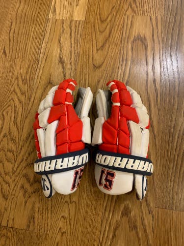 Used Warrior 10" Nemesis Goalie Gloves EXCLUSIVE TEAM 91 Carolina Players Gloves