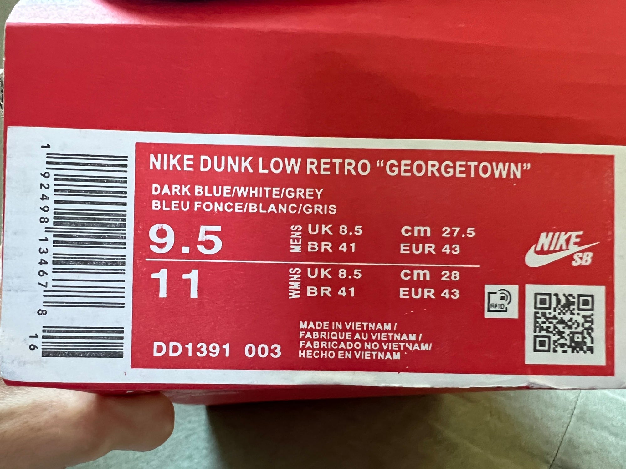 nike us 9.5 in cm