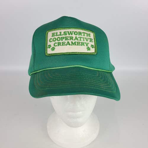 Vtg Ellsworth Cooperative Creamery Patch Trucker Hat Cap