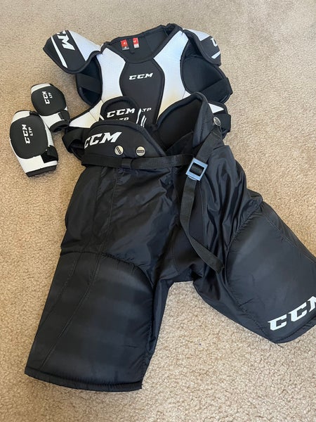 Used JR Small CCM LTP Hockey Pants, Shoulder Pads jr Small, Elbow Guards Youth LG
