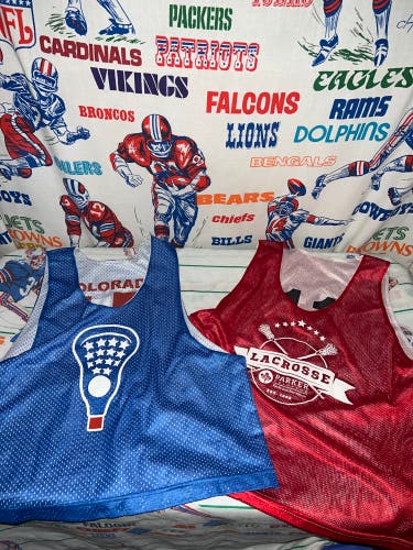 Lot of 2 Reversible Lacrosse Pinnies Small/Medium Denver Lacrosse Club Parker Rec