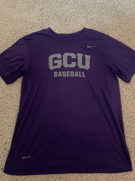 Nike Dri-Fit GCU Baseball Lopes T-Shirt #5 Purple Grey Grand Canyon Men Size Large L