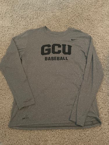 Nike Dri-Fit GCU Baseball Lopes T-Shirt Long Sleeve Grey Grand Canyon Men Size Large L