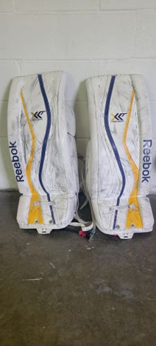 Used Senior Reebok Premier XLT Pro Leg pads with Regular XLT24 Glove and XLT28 Blocker