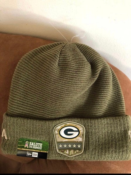 New Era Men's Green Bay Packers Salute to Service Black Knit Beanie