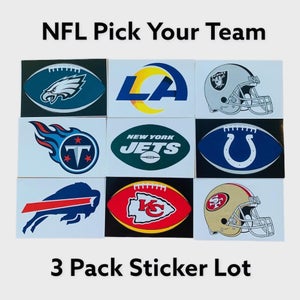 NFL 3 Pack Sticker Bundle Lot 3'' x 4'' Helmet, Football, Logo - Pick Your Team