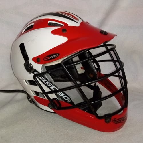 Cascade C PRO Lacrosse Helmet w/Cage & Chin Strap White & Red Size L/XL Jr.