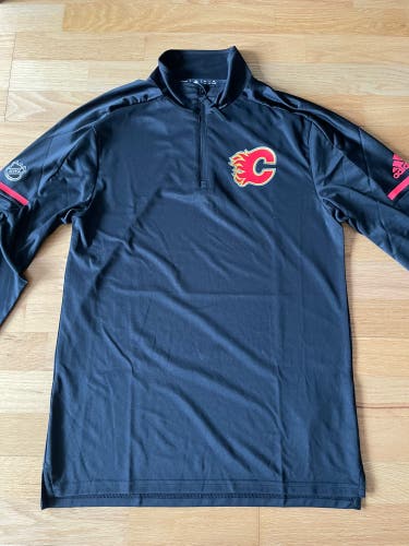 Pro Stock NHL Calgary Flames Adidas 1/4 Zip Shirt - Size S