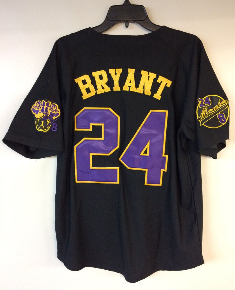 Kobe Bryant Mamba La La Land Baseball Jersey Mens M Black Button Up #8 #24  New