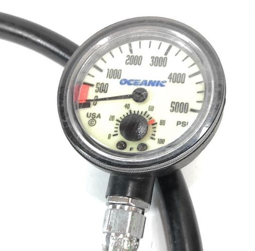 Oceanic 5000 PSI SPG Submersible Pressure Gauge w Thermometer 5,000 Scuba  #1916