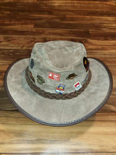Barmah Waterproof Foldaway Suede Sun Cap Miller Marlboro Nascar Pin Hat Size XL