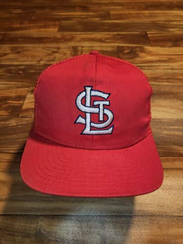 Vintage MLB St Louis Cardinals Plain Logo Trucker Sports Mesh Hat Cap Snapback