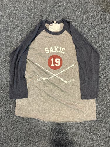 New Gray/Navy Colorado Avalanche Joe Sakic #19 Long Sleeve Alumni T-Shirt Large