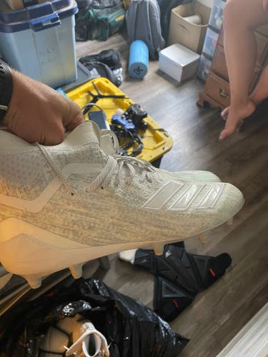 White Men's Molded Cleats High Top Adizero