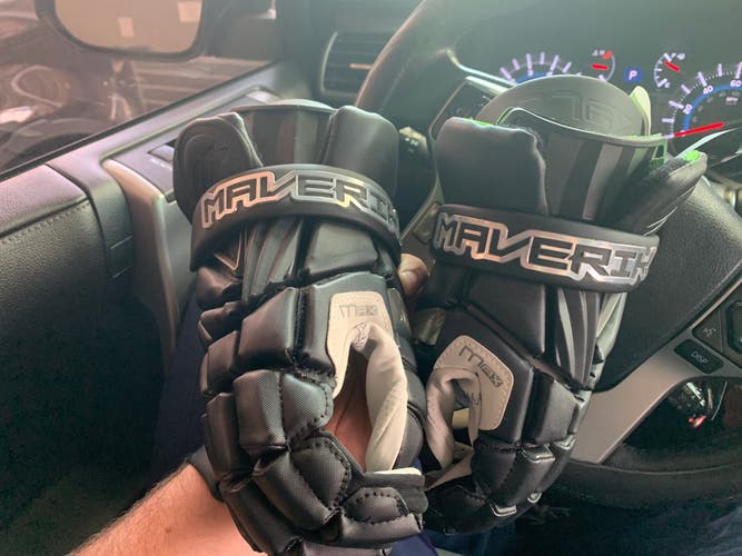 New Black Maverik 14" Max Lacrosse Gloves