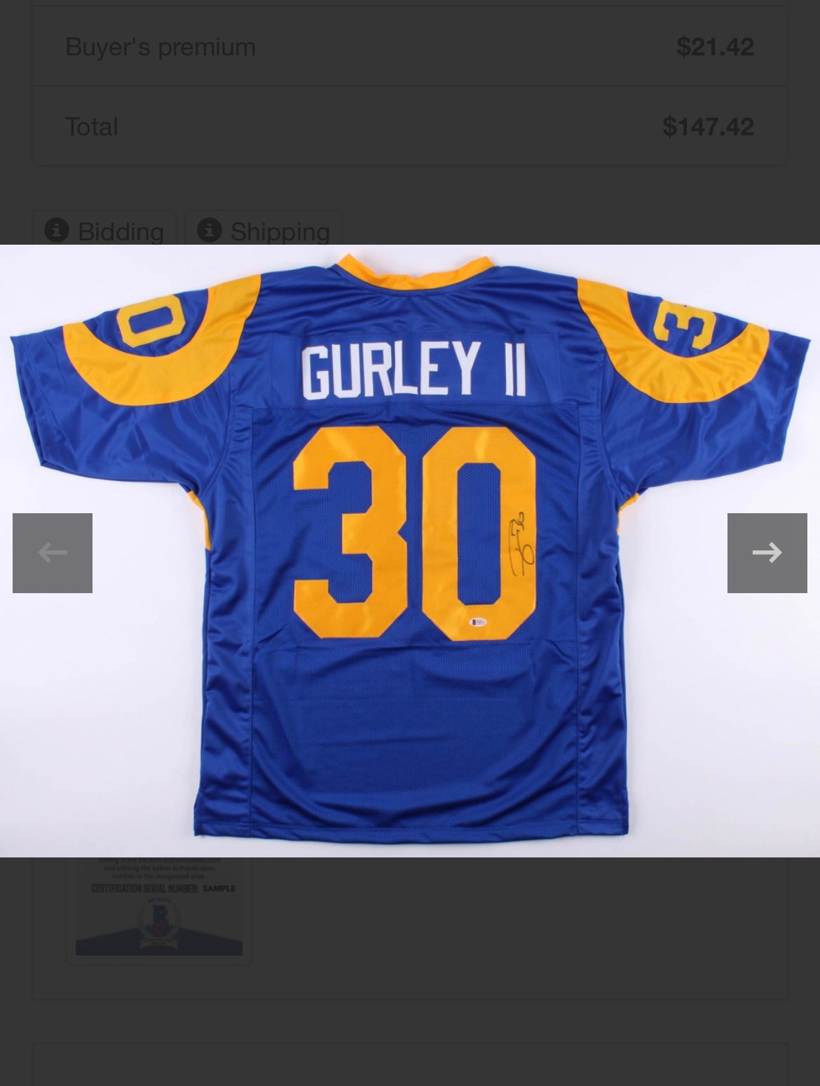 Todd Gurley signed jersey