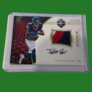 NFL Tyler Ervin Houston Texans 2016 Panini Limited RC Jersey Patch Auto #214/299