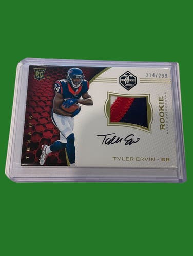 NFL Tyler Ervin Houston Texans 2016 Panini Limited RC Jersey Patch Auto #214/299