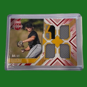 MLB Shane Baz Pittsburgh Pirates / Tampa Bay Rays Panini Elite X Edition Jersey Patch Card #18/49