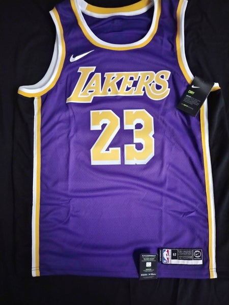 Nike LA Lakers Lebron James 23 Shirt Jersey Purple Gold Men Size