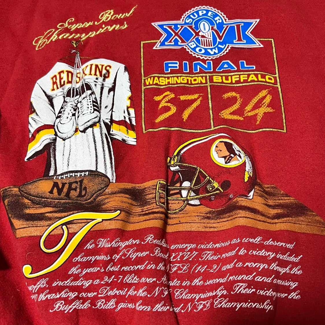 Vintage 1992 Super Bowl XXVI Buffalo Bills, Washington Redskins crewneck  sweatshirt