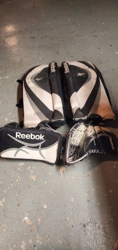 Black Used Youth 24" Reebok Goalie Leg Pads