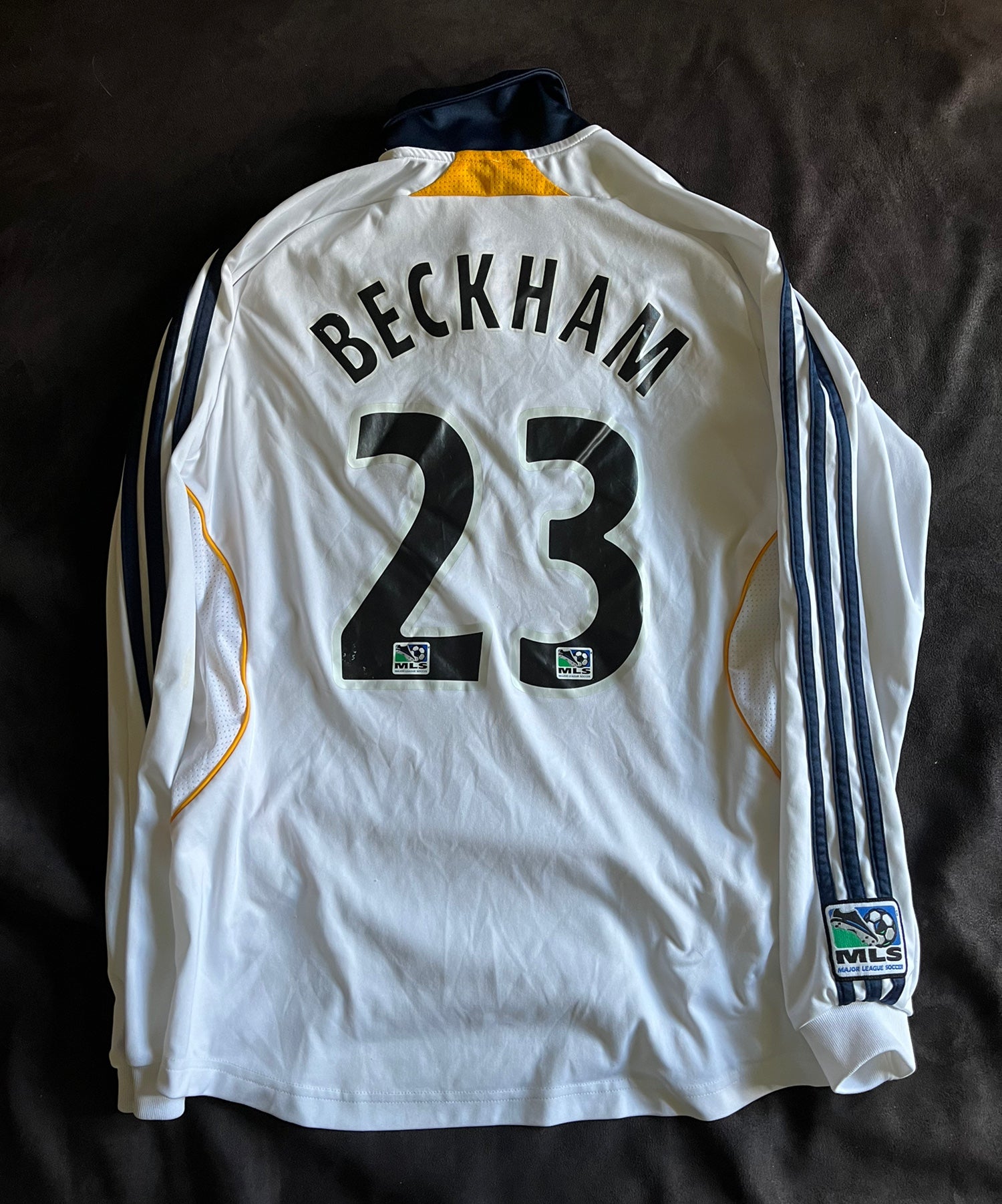 Vintage MLS Adidas LA Galaxy David Beckham Long Sleeve Soccer Jersey