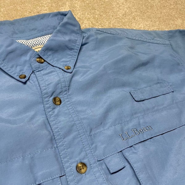 LL Bean Shirt Adult Small Blue Button Down Outdoors Hiking Fishing Pockets  Mens