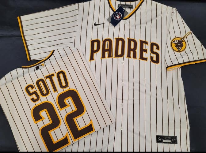 Mens NIKE San Diego Padres JUAN SOTO 100% REAL Cool Base Sewn Baseball JERSEY NWT