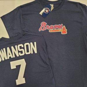 Majestic Atlanta Braves DANSBY SWANSON Baseball Jersey Shirt NAVY