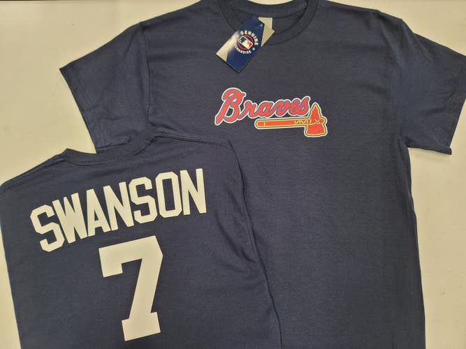 Majestic Atlanta Braves DANSBY SWANSON Baseball Jersey Shirt NAVY