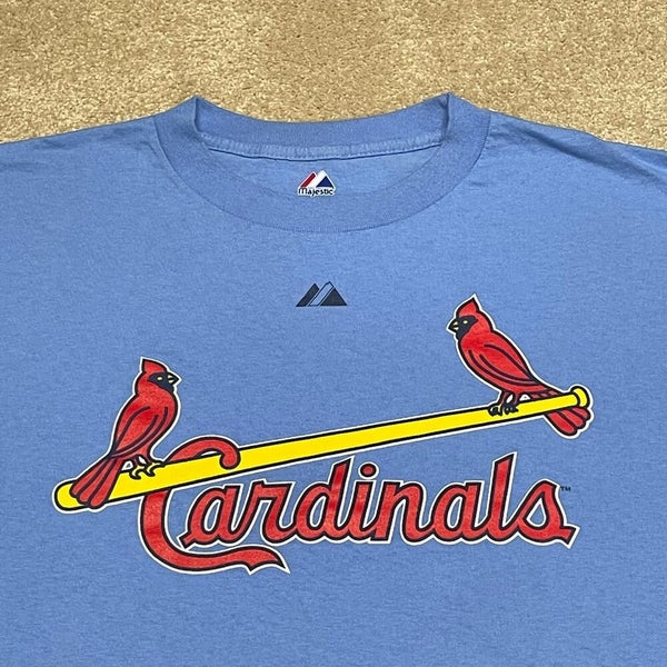 VINTAGE St Louis Cardinals Shirt Adult Large Red Blue Baseball Majestic  Mens 90s