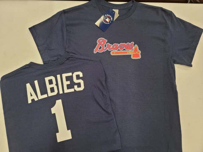 MLB Team Apparel Majestic Atlanta Braves OZZIE ALBIES Baseball Jersey Shirt NAVY All Sizes