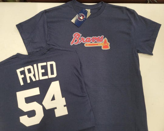 MLB Team Apparel Majestic Atlanta Braves MAX FRIED Baseball Jersey Shirt NAVY All Sizes