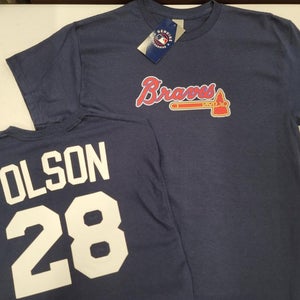 MLB Team Apparel Majestic Atlanta Braves MATT OLSON Baseball Jersey Shirt NAVY All Sizes