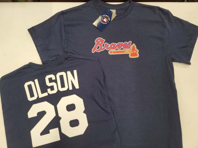 MLB Team Apparel Majestic Atlanta Braves MATT OLSON Baseball Jersey Shirt NAVY All Sizes