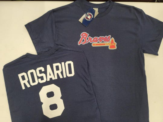 MLB Team Apparel Majestic Atlanta Braves EDDIE ROSARIO Baseball Jersey Shirt NAVY All Sizes