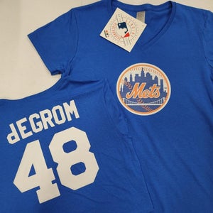 MLB Team Apparel WOMENS Majestic New York Mets JACOB DeGROM V-Neck Baseball Jersey Shirt ROYAL