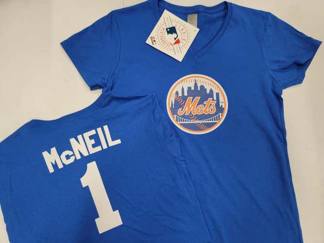 MLB Team Apparel WOMENS Majestic New York Mets JEFF McNEIL V-Neck Baseball Jersey Shirt ROYAL