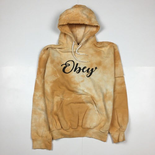 OBEY Worldwide Creamsicle Pullover Hoodie Sweatshirt Orange/White Adult Size S