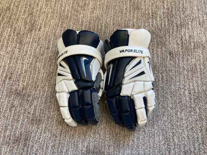 Men's Medium Nike Vapor Elite Lacrosse Gloves 12" White